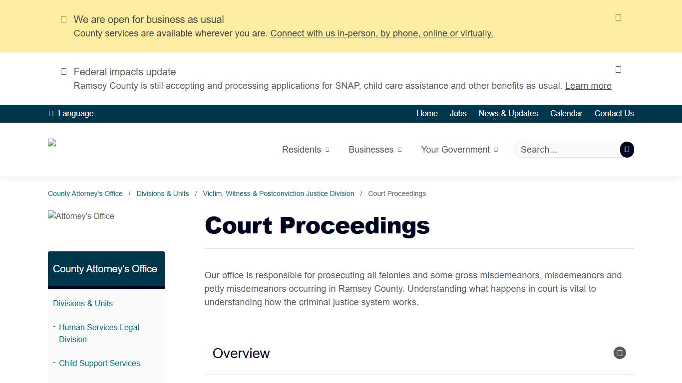 Court Proceedings Ramsey County, Minnesota